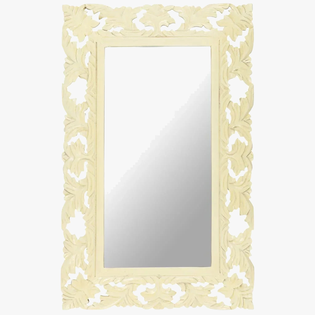 miroir sculpté en bois de manguier massif décoration murale artisanale