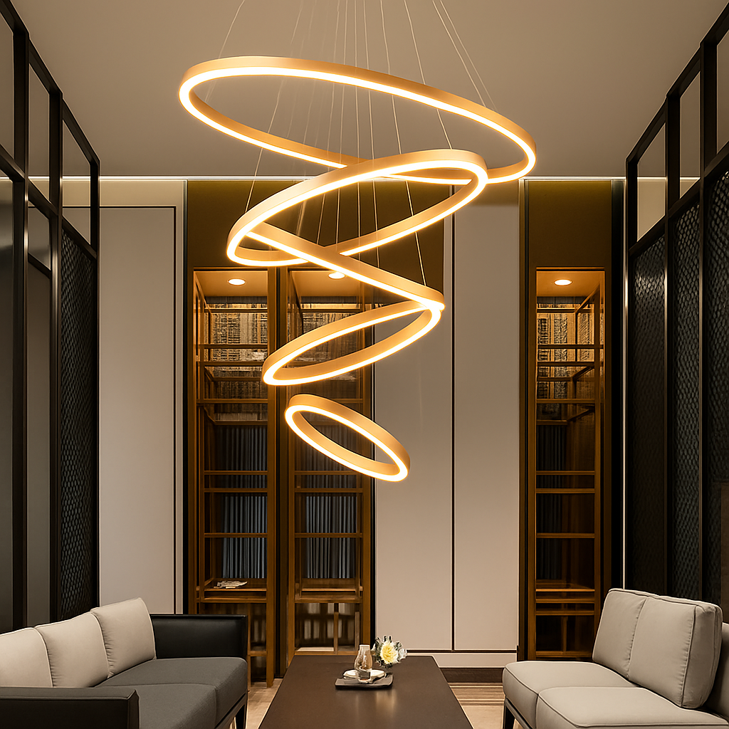 Moderne Led anneaux suspension lampe cercle plafond suspendu lustre pour chalet salon salle à manger escalier maison luminaire - vue 6 sur 11