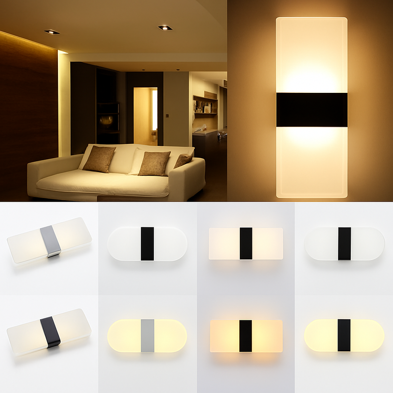 Moderne Simple Chambre Chevet Acrylique applique Créative LED rectangulaire ellipse бра décor à la maison luminaria induction applique murale