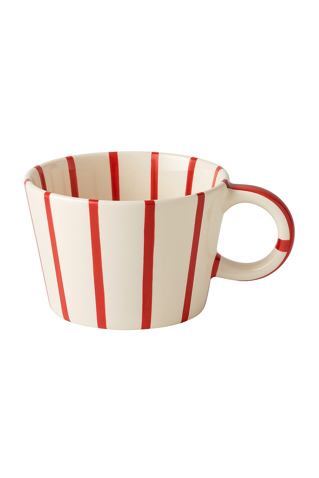 Mug céramique rayures géométriques style nordique anse peinte