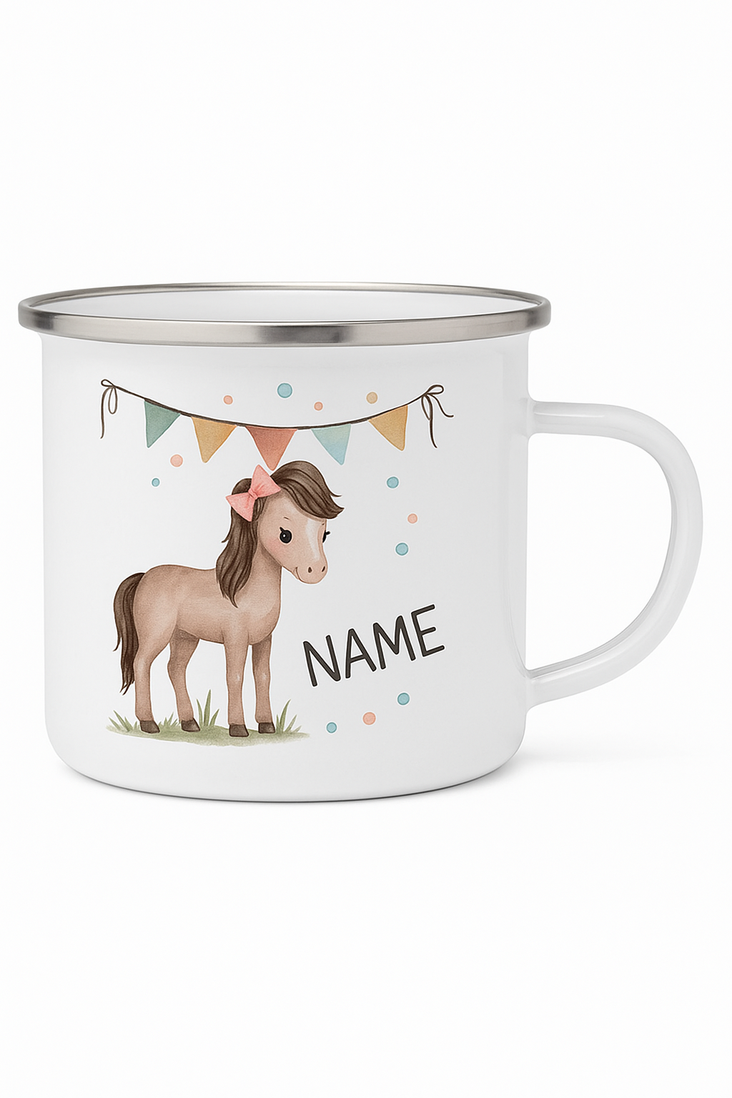 Mug enfant personnalisé motif animal en émail anse