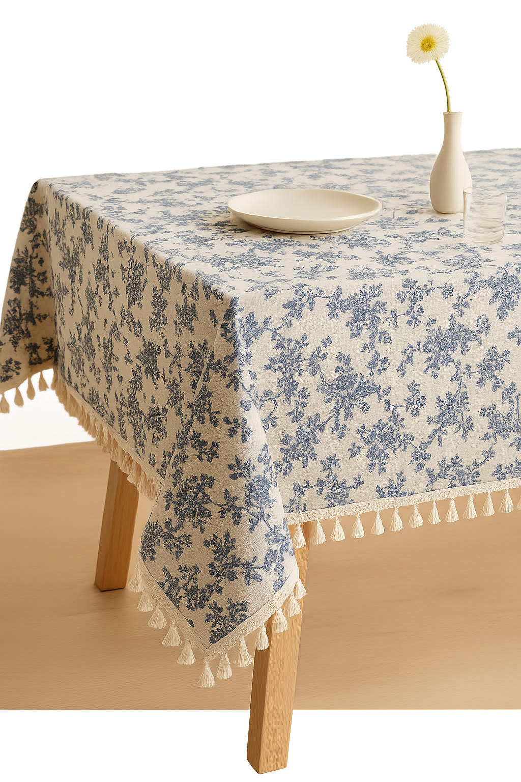 Nappe brodée motif feuilles style rustique table cuisine - vue 3 sur 2