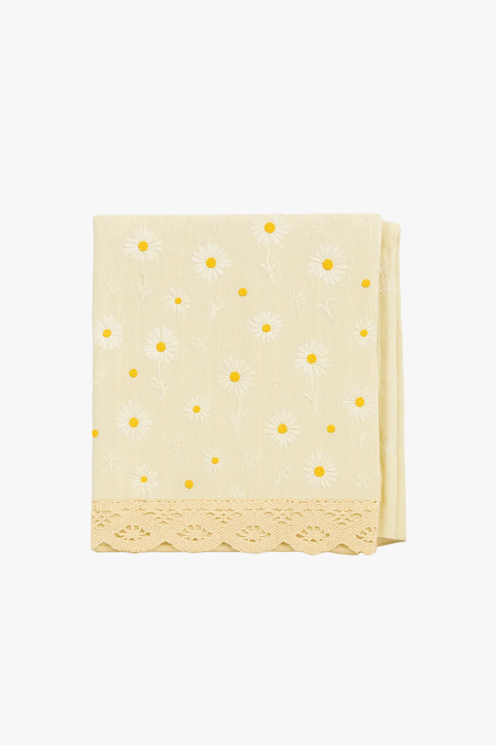 Nappe coton brodée marguerites style coréen table repas