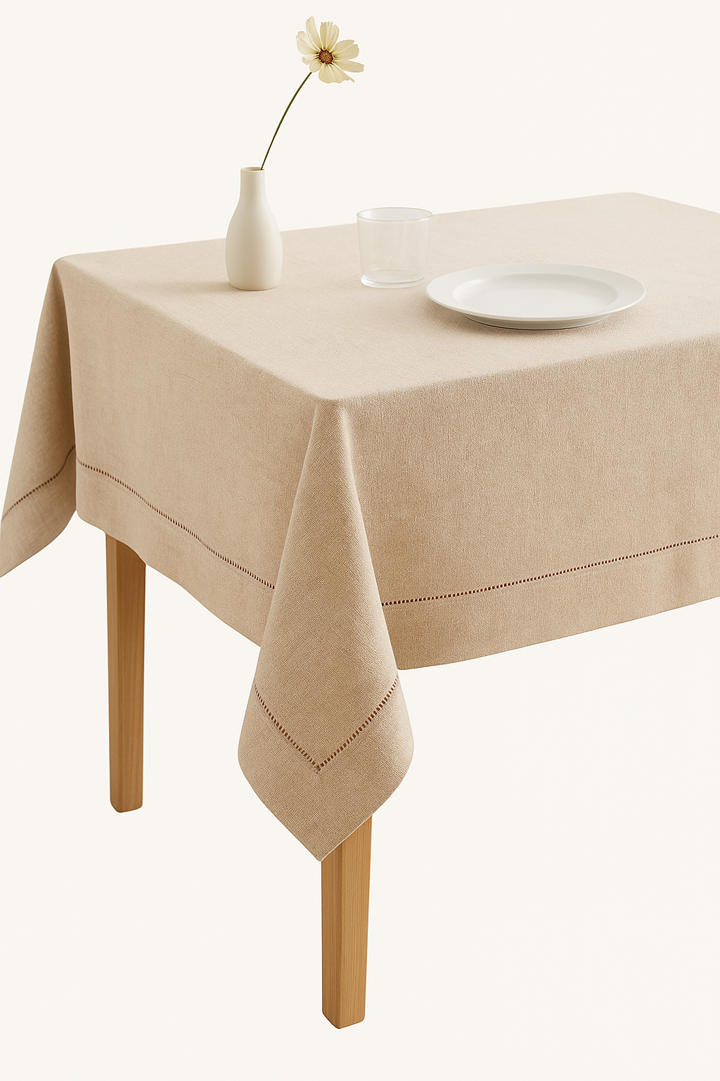 Nappe coton lin imperméable style uni table repas - vue 3 sur 2