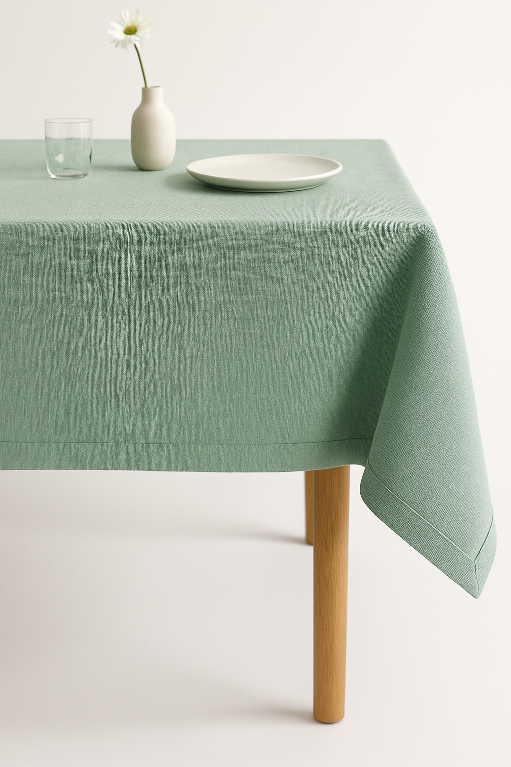 Nappe coton lin imperméable style uni table repas - vue 3 sur 2