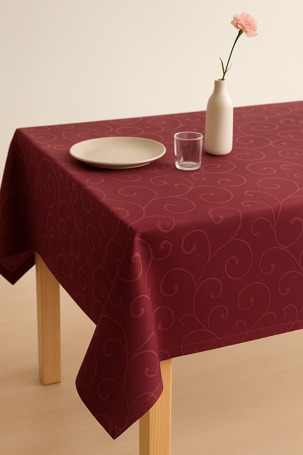 Nappe damassée florale imperméable lavable style moderne - vue 3 sur 2