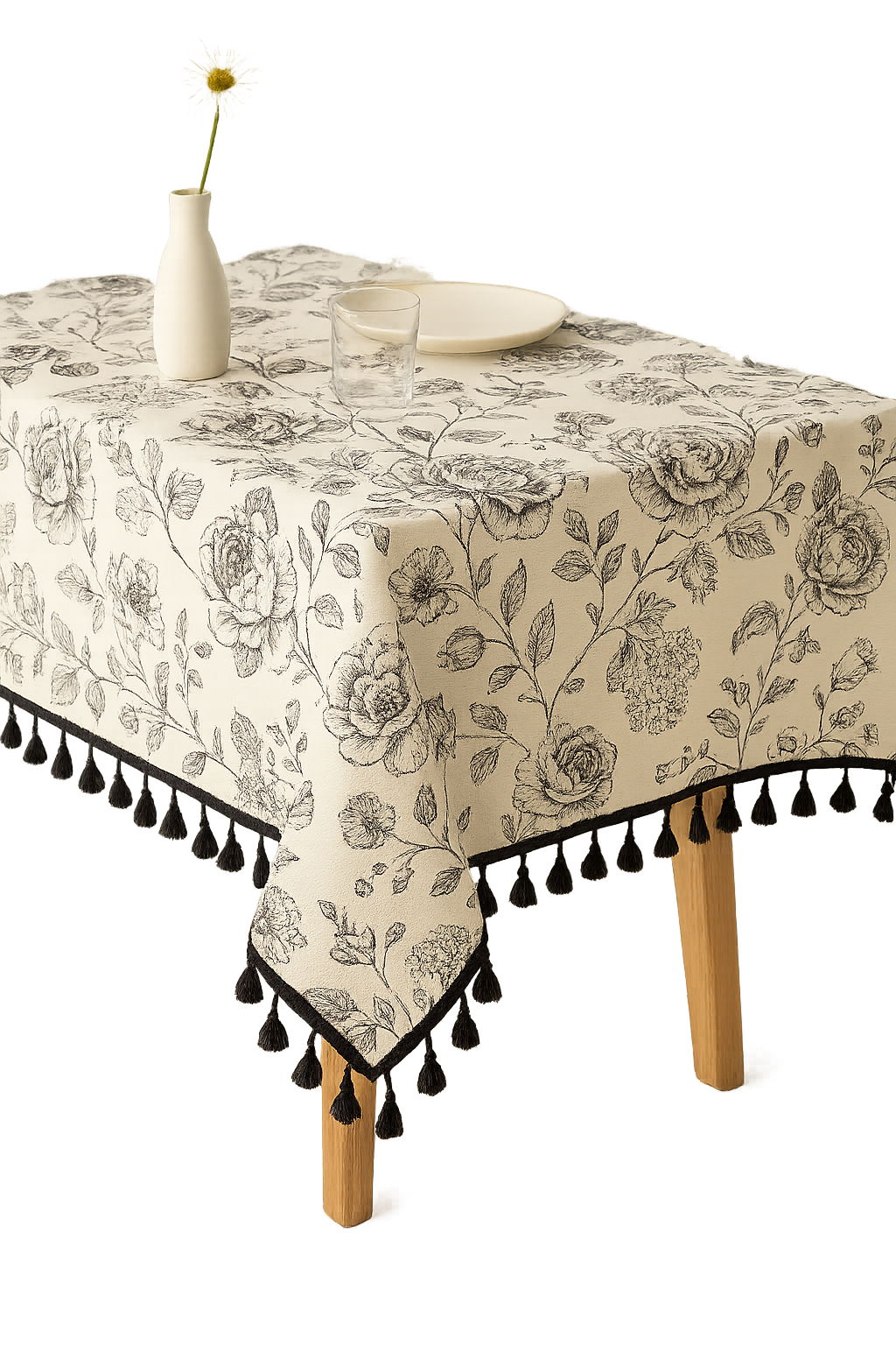 Nappe de table imprimé pivoines style ins imperméable - vue 3 sur 2