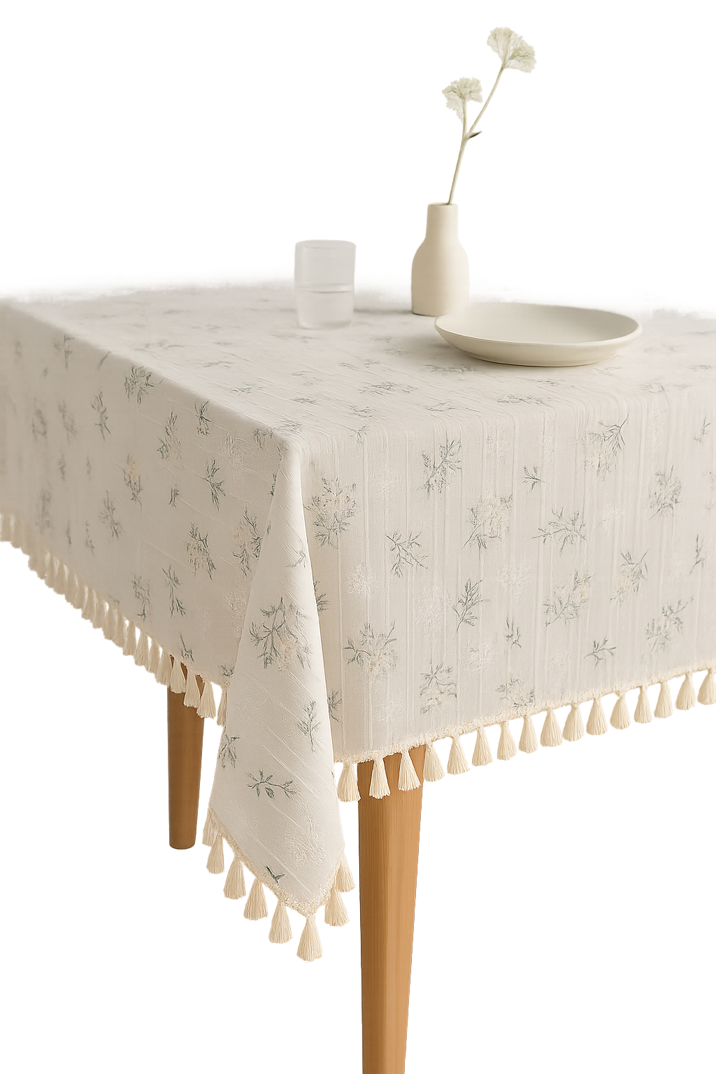 Nappe en coton style coreen motifs marguerites brodees