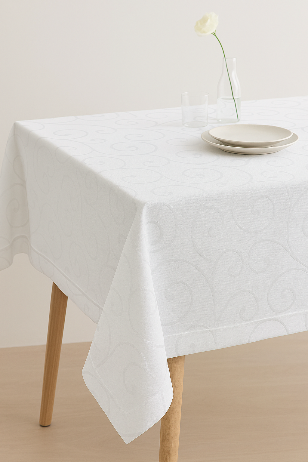 Nappe florale damassee lavable impermeable style moderne cuisine - vue 3 sur 2