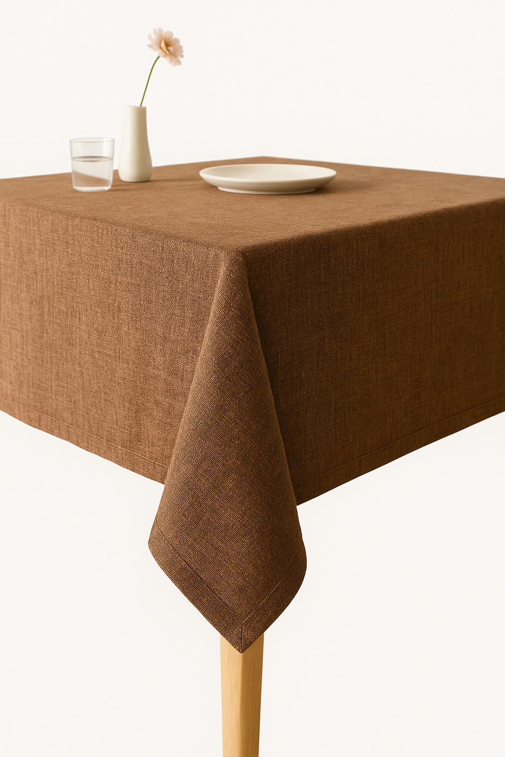 Nappe imperméable style champêtre beige infroissable pour table