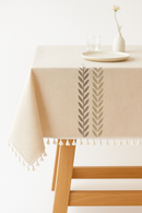 Nappe rustique brodée feuilles de café décoration table