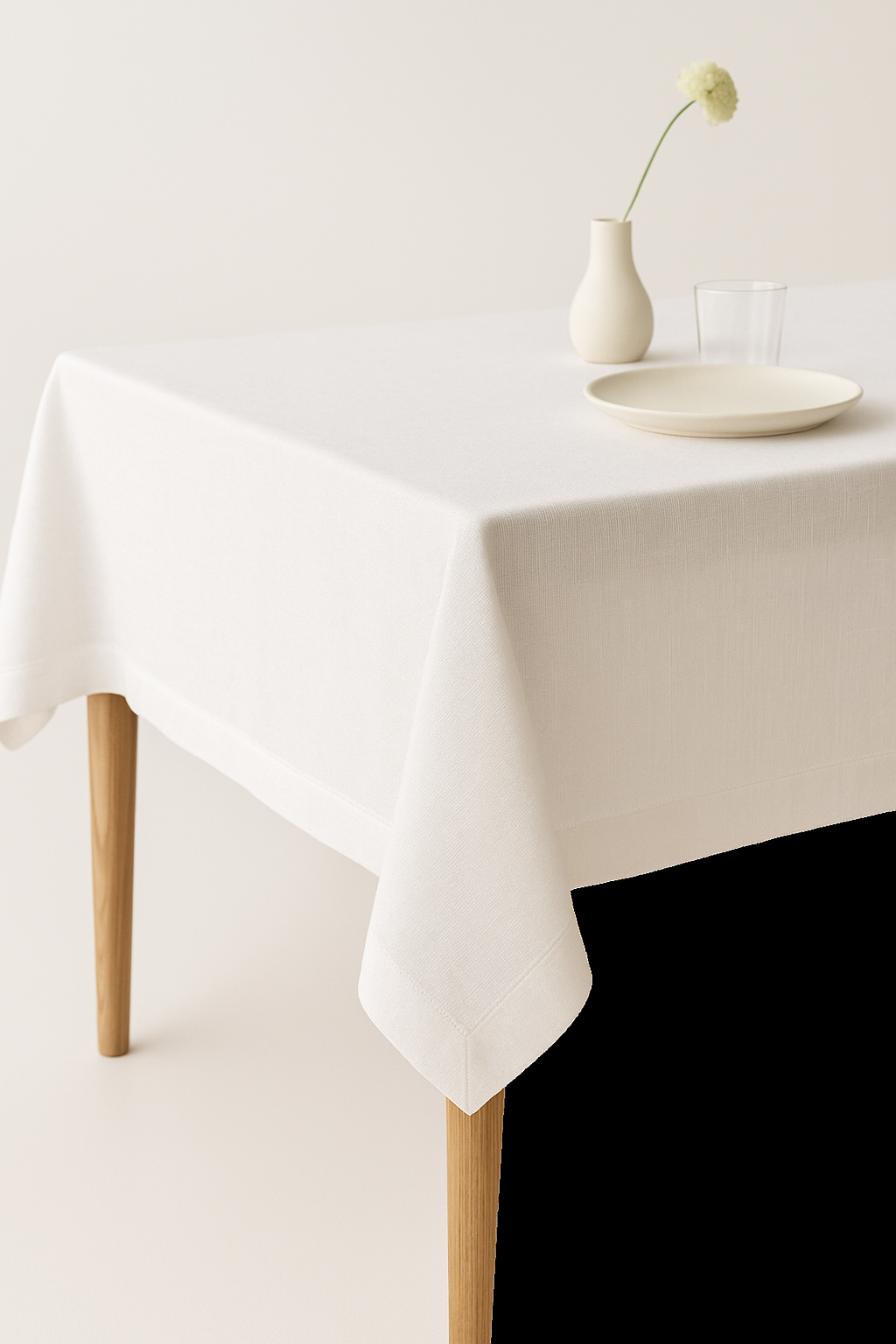Nappe unie coton lin impermeable pour table repas - vue 3 sur 2