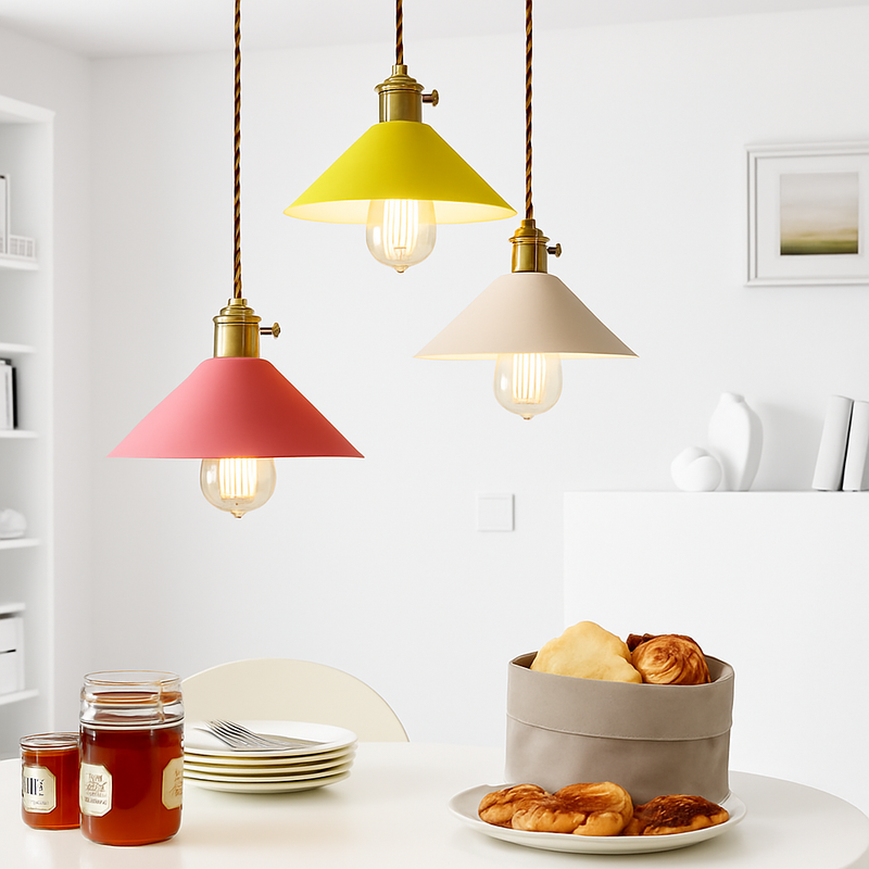 Nordique Macaron Coloré LED suspension Simple en fer forgé luminaria intérieur salon chambre suspension lampe décor à la maison lustre