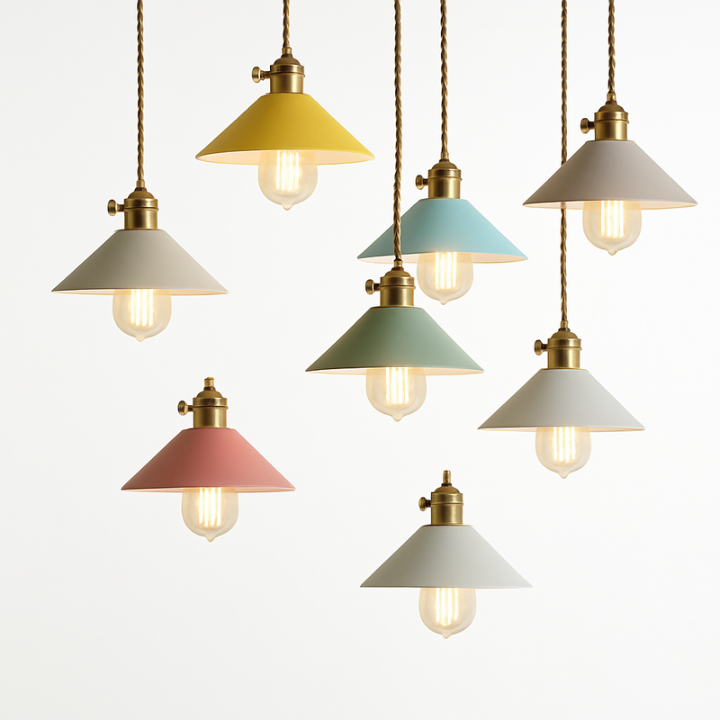 Nordique Macaron Coloré LED suspension Simple en fer forgé luminaria intérieur salon chambre suspension lampe décor à la maison lustre