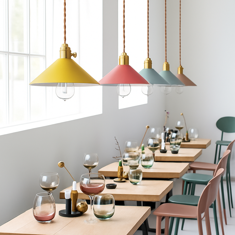 Nordique Macaron Coloré LED suspension Simple en fer forgé luminaria intérieur salon chambre suspension lampe décor à la maison lustre