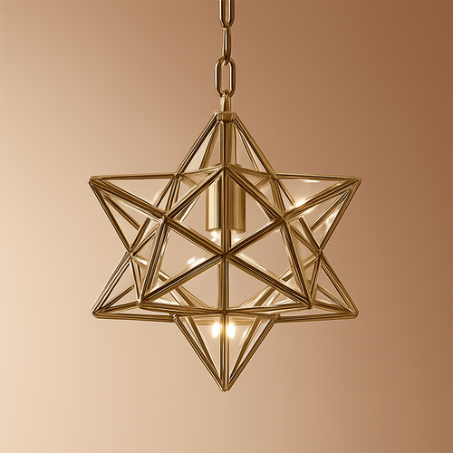 Nordique plein cuivre Art étoile verre suspension lampe géométrique rétro Bronze décor à la maison bars café allée suspendus luminaires