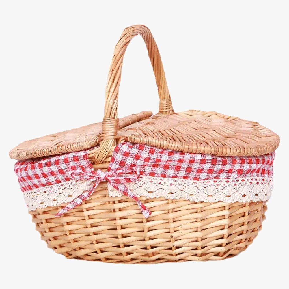 panier de pique-nique en osier tissé à la main pour extérieur