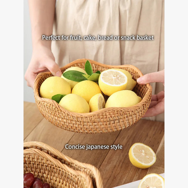 panier en rotin tissé pour rangement et pique-nique