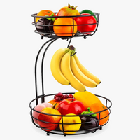panier à fruits à deux niveaux avec support bananes en métal