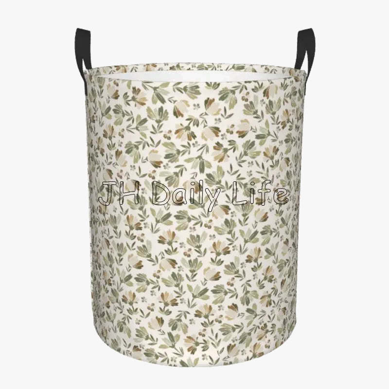 panier à linge circulaire vintage à fleurs pliable