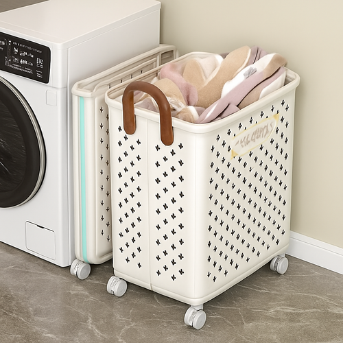 panier pliable multifonctionnel avec roulettes grande capacité rangement pratique