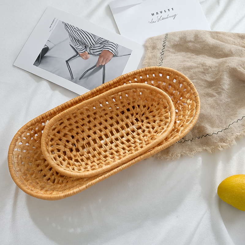 panier tissé à la main pour rangement de pain et fruits