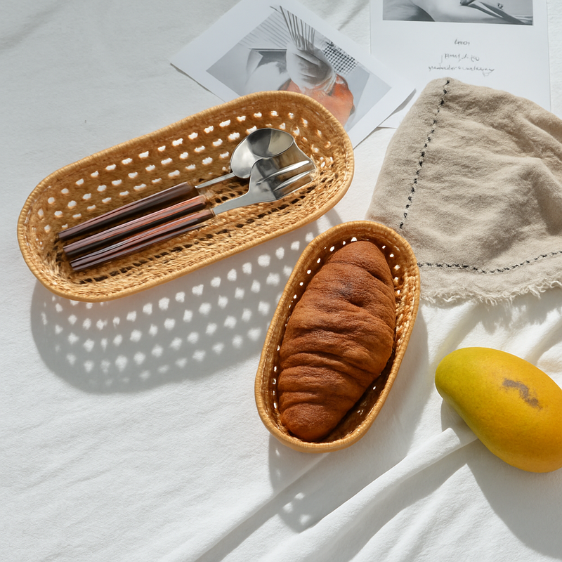 panier tissé à la main pour rangement de pain et fruits