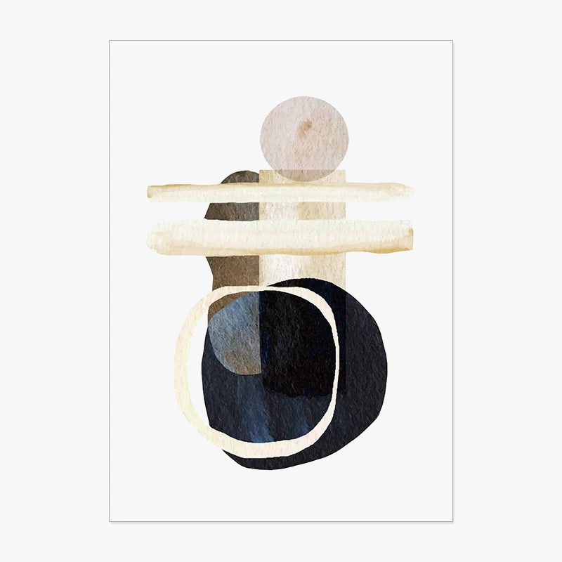 peinture minimaliste géométrique vintage abstraite pour décoration intérieure