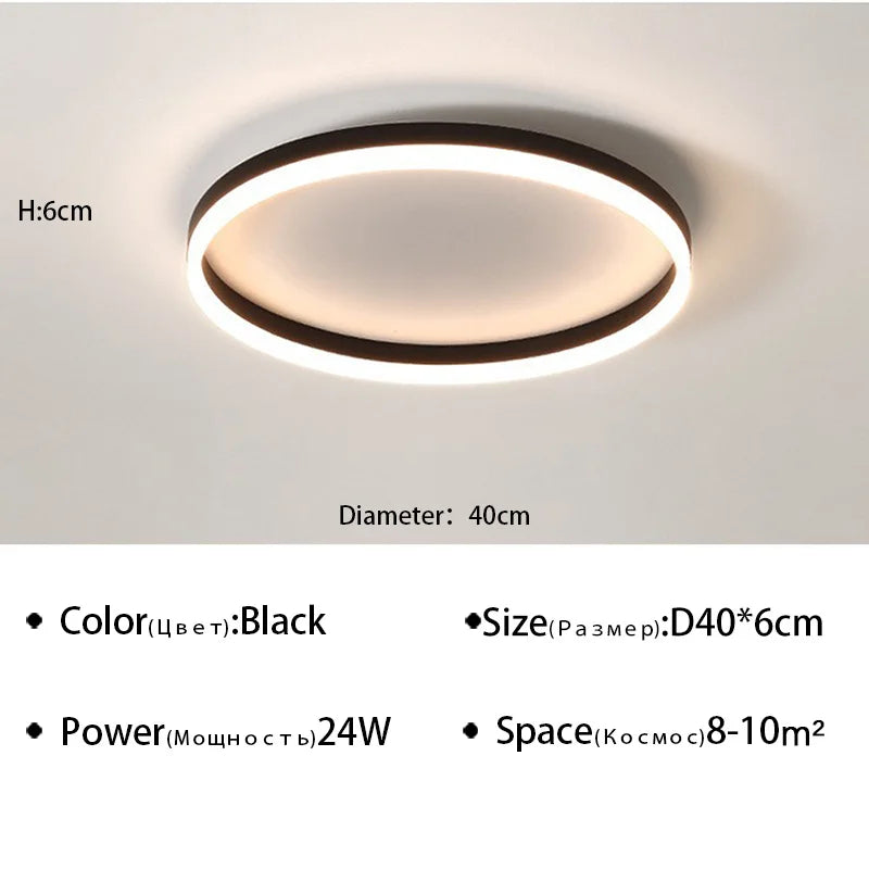 Plafond moderne à LEDs lampes lustre lumières salon salle à manger cuisine chambre plafonnier simple rond décor à la maison lumière intérieure