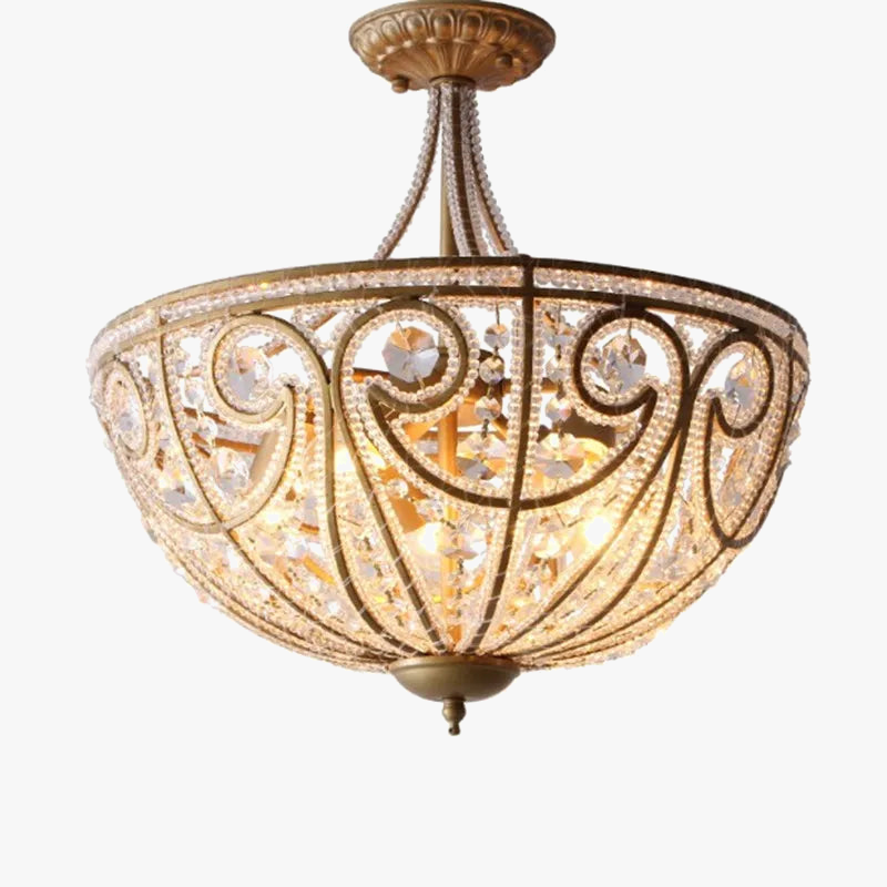 Plafonnier américain en fer forgé salon chambre lampe restaurant éclairage simple moderne lumière luxe cristal plafonnier