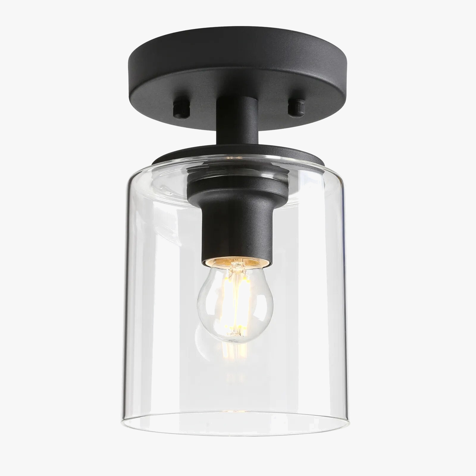 Plafonnier avec abat-jour en verre transparent