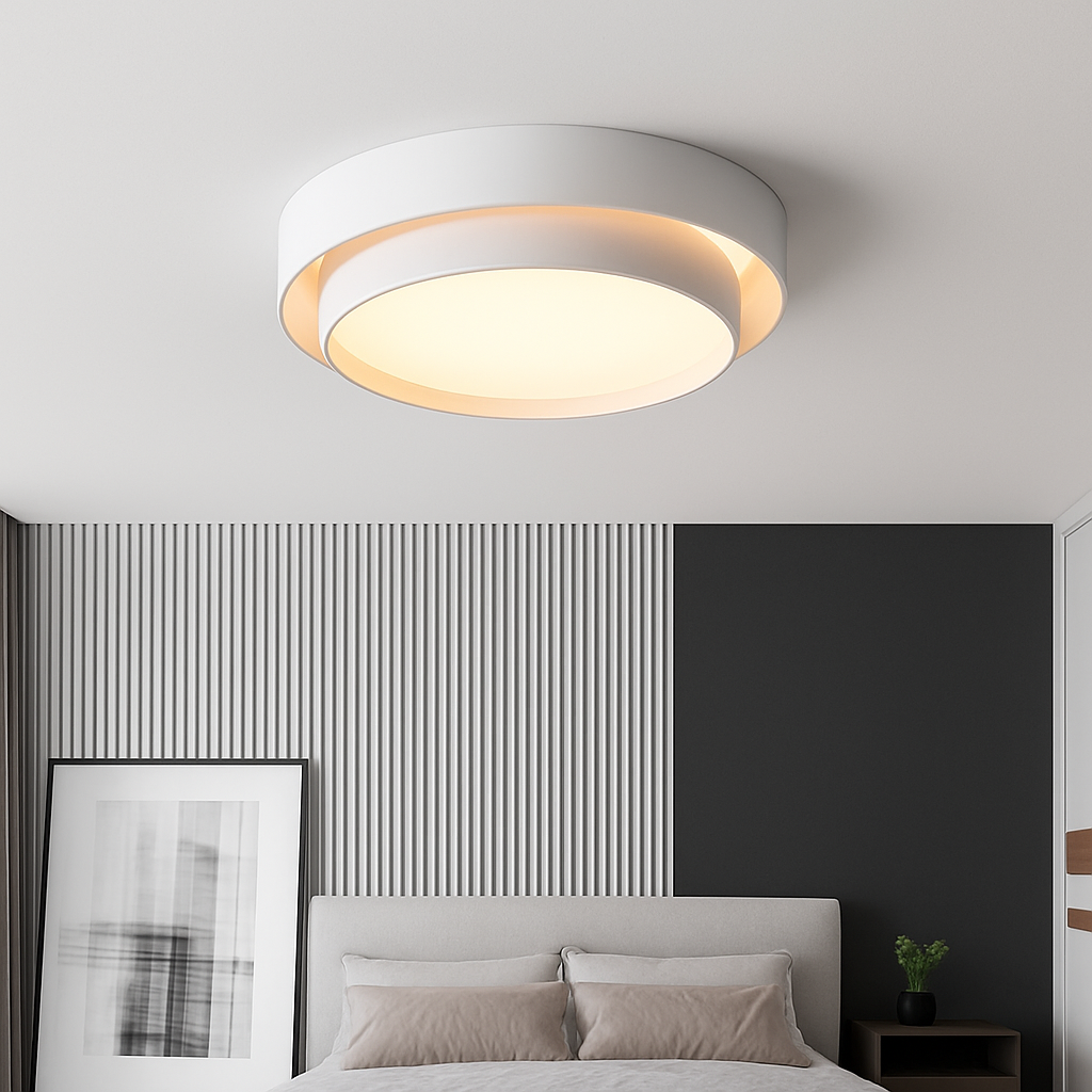 Plafonnier design LED avec double abat-jour arrondi Isaiah - vue 4 sur 5