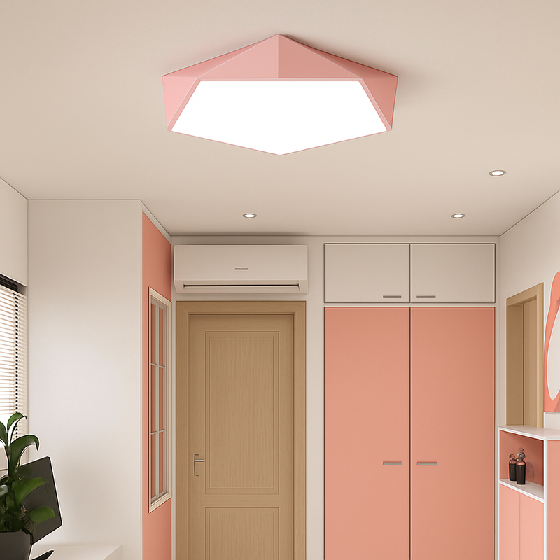 Plafonnier design LED géométrique de couleur