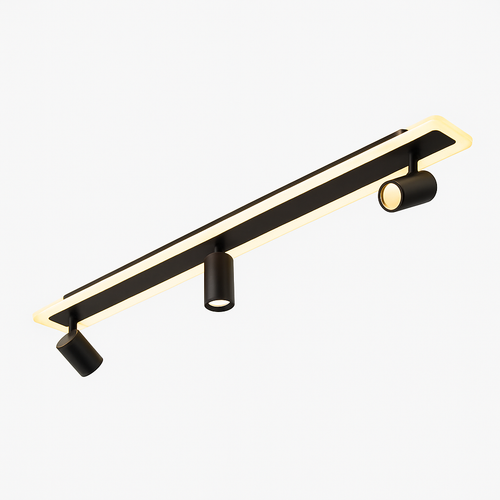 Plafonnier design moderne LED en métal noir avec plusieurs spots lumineux