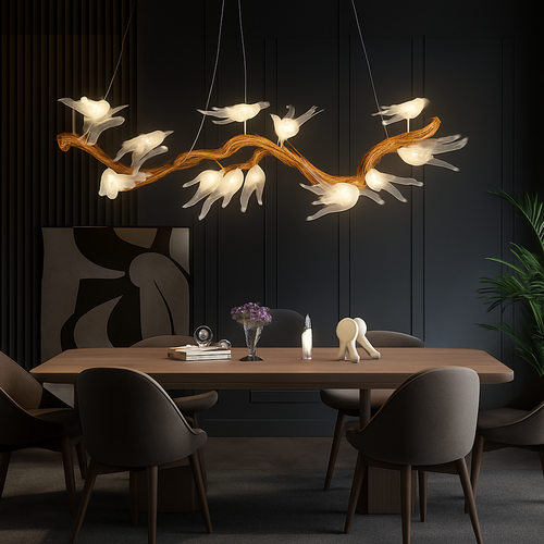 plafonnier en verre oiseau cristal avec lumière led