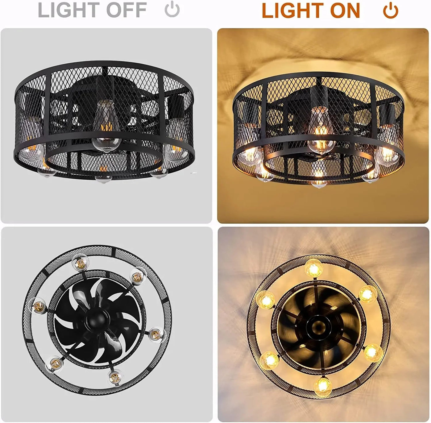 plafonnier industriel sans pales avec lumière et télécommande