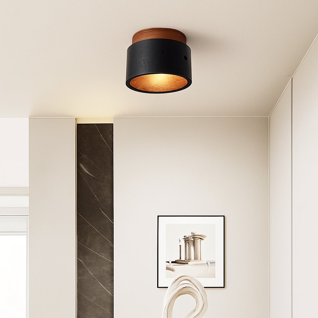 plafonnier japonais wabi-sabi en pierre pour extérieur et intérieur - vue 4 sur 14
