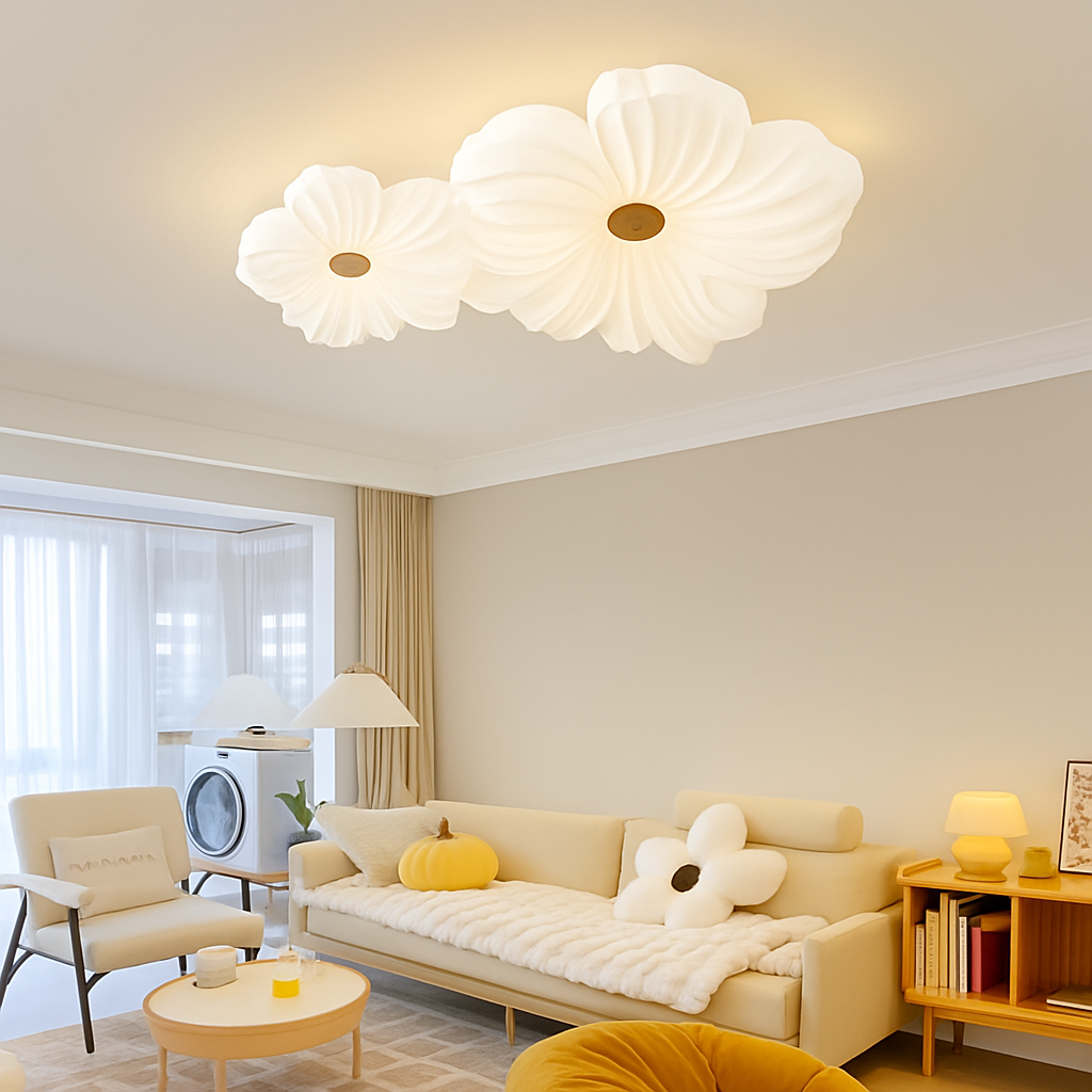 plafonnier led décoratif en forme de fleur style nordique - vue 5 sur 12