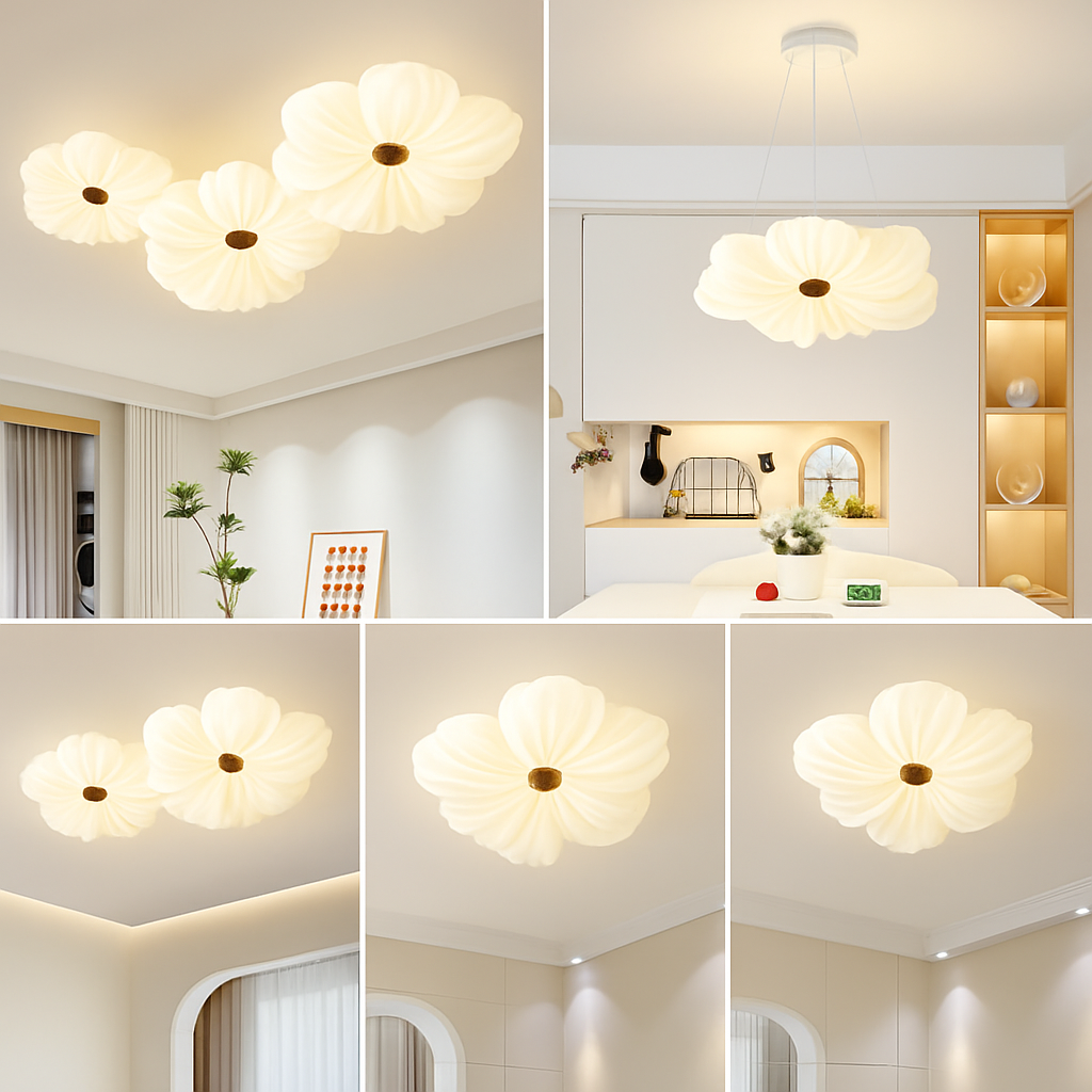 plafonnier led décoratif en forme de fleur style nordique - vue 7 sur 12