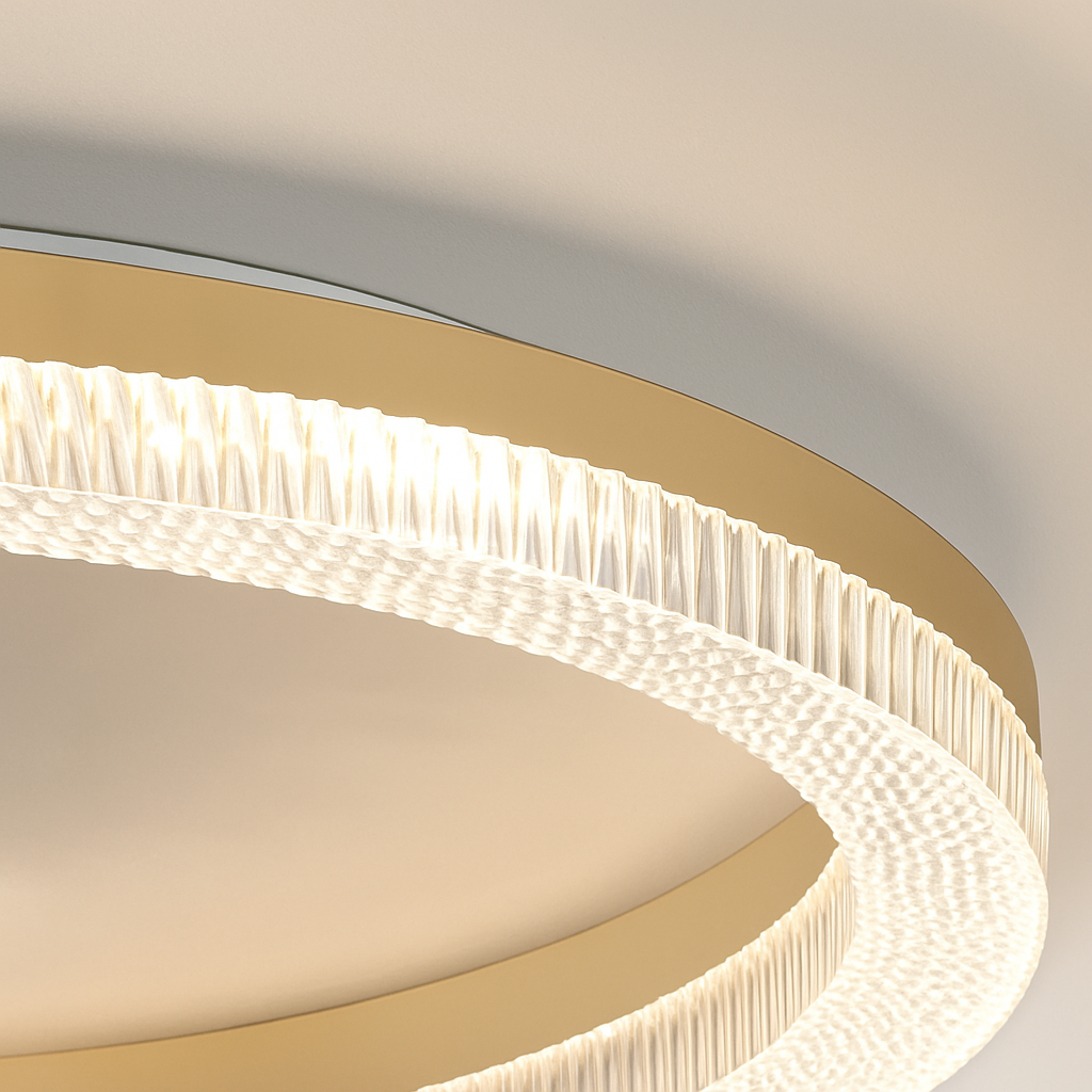 plafonnier led design moderne et simple en cristal doré rond et carré - vue 5 sur 10
