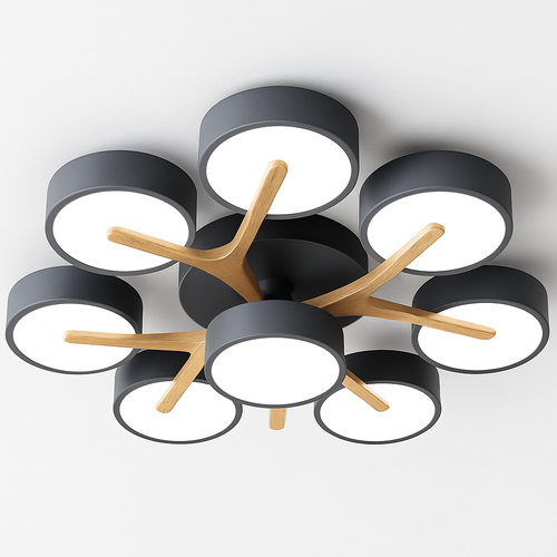 plafonnier led design nordique en bois pour décoration intérieure