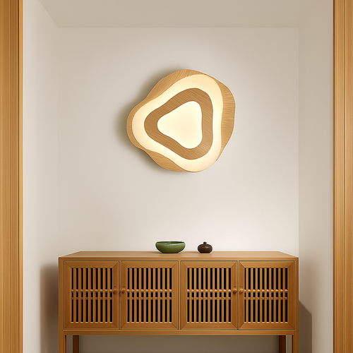 plafonnier led en bois design japonais moderne irrégulier décoratif