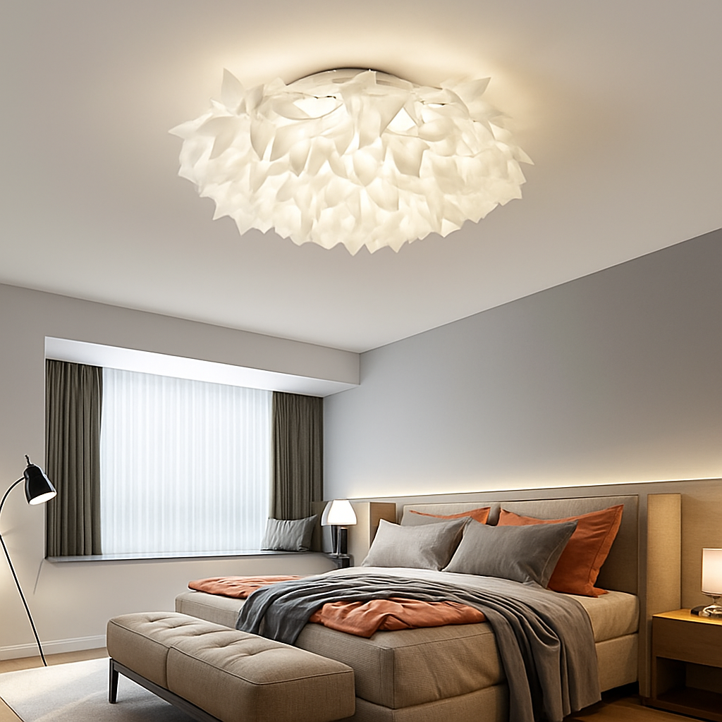 plafonnier led fleur romantique avec télécommande gradation pvc - vue 2 sur 14