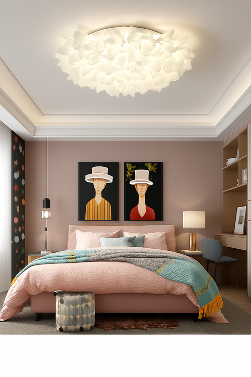 plafonnier led fleur romantique avec télécommande gradation pvc