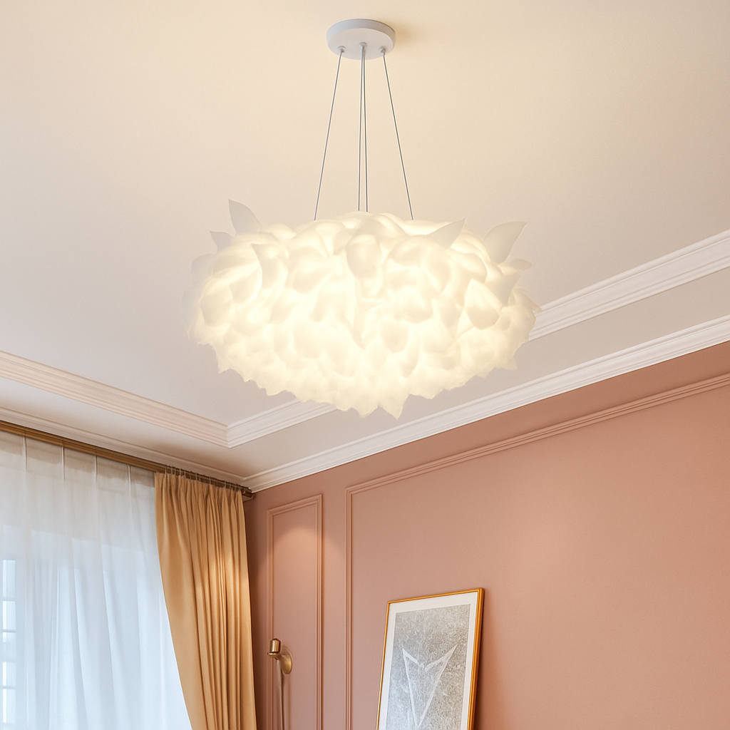 plafonnier led fleur romantique avec télécommande gradation pvc - vue 7 sur 14