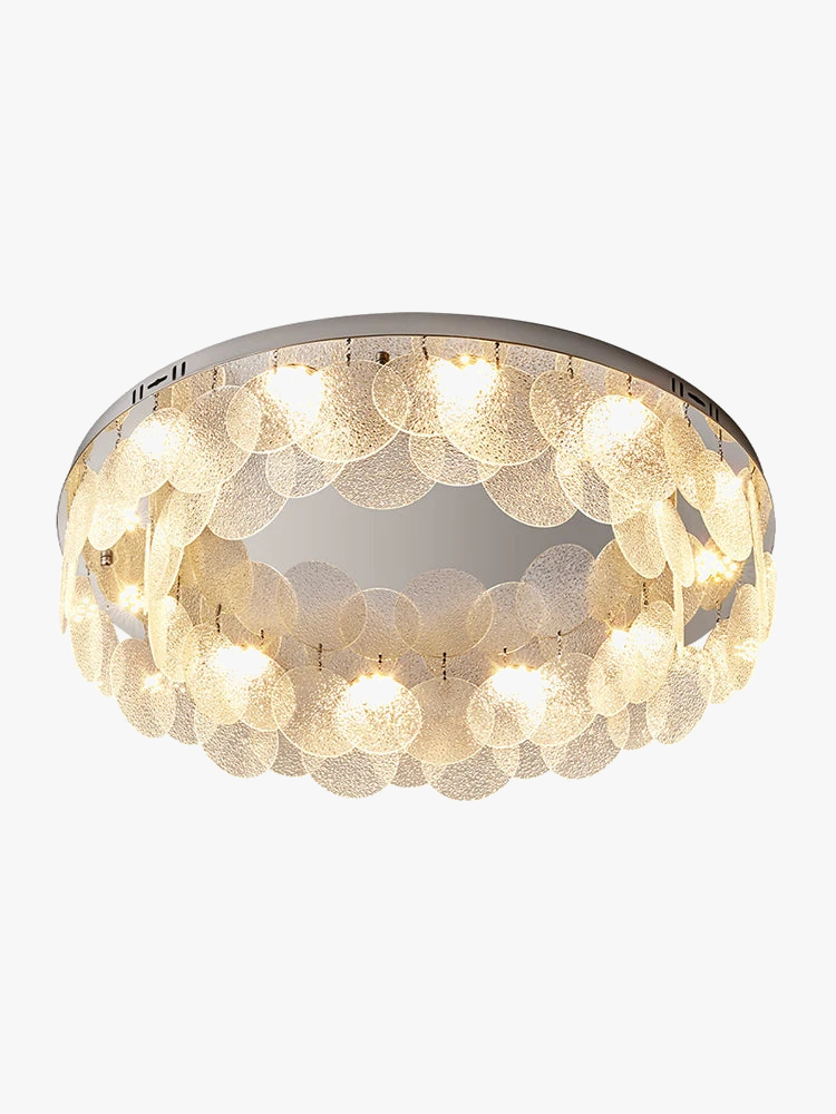 plafonnier led luxe rond en verre argent moderne