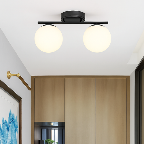 plafonnier led nordique en verre boule créative dorée