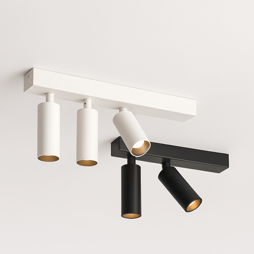 plafonnier led réglable à deux ou trois têtes en aluminium