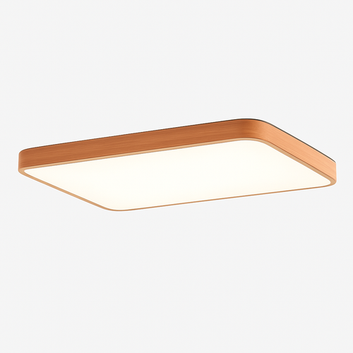 Plafonnier LED rectangle à bordure arrondie en bois