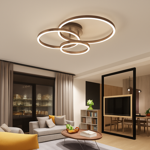plafonnier led rond doré avec abat-jour acrylique créatif